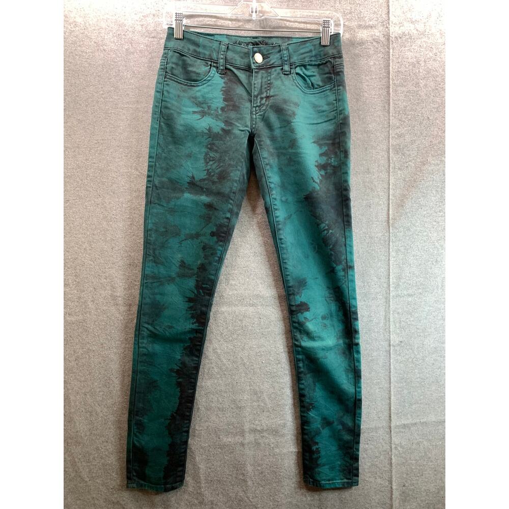 American Eagle Outfitters Tie Dye Jeggings Skinny Jeans Women Size 0 Green